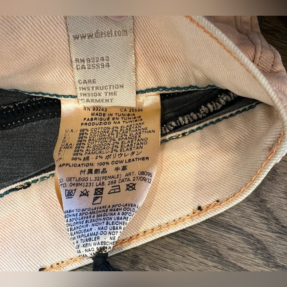 Diesel Getlegg Skinny Jeans Pink Size 24 NWT | Low Rise Distressed Denim Y2K - Picture 6 of 9